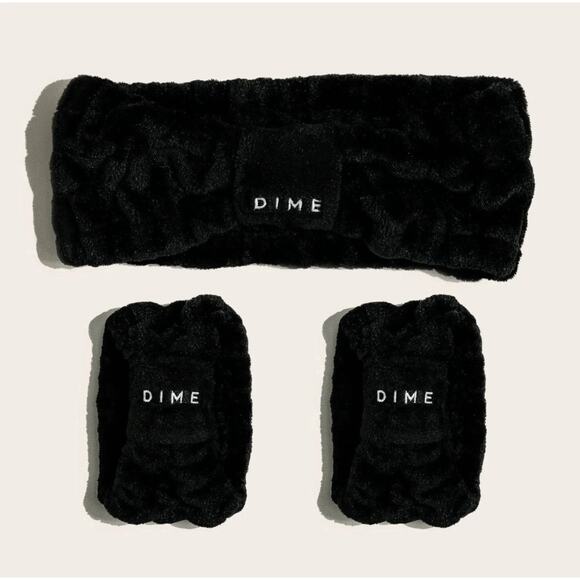 DIME Beauty Black Spa Headband & Wristband Set – Plush Makeup Skincare‎ Kit - Picture 1 of 4